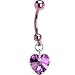 Handcrafted Genuine Rose Preciosa HEART Titanium Belly Ring