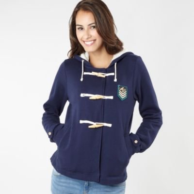 H! by Henry Holland-Navy faux fur trim duffle jacket Thumbnail Image