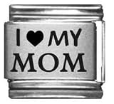 Clearly Charming I Heart my Mom Laser Etched Italian Charm