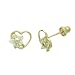 14K Gold Stud Earring CZ Heart With Cluster Yellow Gold Earring With Screw Back For Kids & Teens image 2