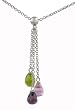 Sterling Silver Dangling Smooth Jewel Pendant with Chain