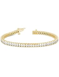 14KT Yellow Gold Contemporary Diamond Tennis Bracelet featuring 55 Channel Set Round Brilliant Cut Diamonds in a High Polished Setting. 3 7/8 CTW