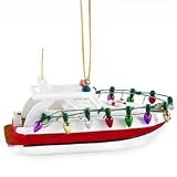 Wooden Yacht with Lights Christmas Ornament
