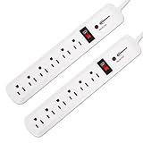 INNOVERA Surge Protector 6 Outlets 6ft Cord 1080 Joules 2/PK Protects Home Electronics From Surges