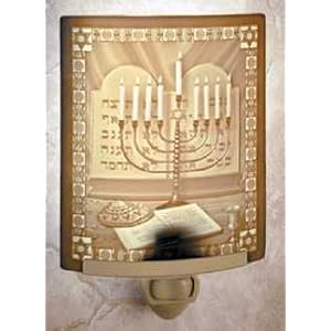 Menorah Porcelain Lithophane Night Light by The Porcelain Garden