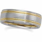 14K Two-Tone Gold Comfort Fit Wedding Band For Men and Women - Sizes 5 - 12.5