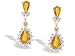 14K Yellow Gold Genuine Pear Citrine and Diamond Dangle Drop Earrings