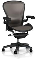 Hot Sale Aeron Chair by Herman Miller - Home Office Desk Task Chair Fully Loaded Highly Adjustable Medium Size (B) - Lumbar Back Support Cushion Graphite Frame Classic Lead Pellicle