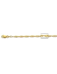14k Solid Yellow Gold 2.1 mm (5/64 Inch) Singapore Chain Necklace 16" w/ Lobster Claw Clasp