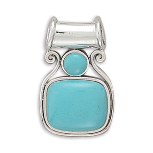 Square Round Reconstituted Turquoise Slide Pendant