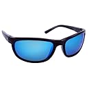 Sea Striker Outrigger Polarized Sunglasses with Black Frame,Blue Mirror and Grey Polarised Lens (Fits Medium to Large Faces)