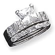 Sterling Silver CZ 2 Piece Wedding Set Ring Sterling Silver CZ 2 Piece Wedding Set Ring