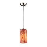 Molten - 1 Light Mini Pendant Lighting Fixture - Brushed Nickel - Red Molten Lava Glass - B3785