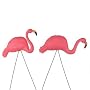 Pair Plastic Pink Flamingos: Classic Style FLAMINGO Yard and Lawn Bird Ornaments