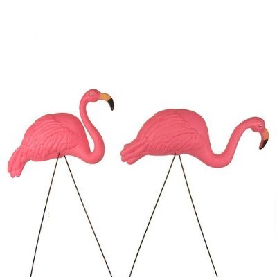Pair Plastic Pink Flamingos: Classic Style FLAMINGO Yard and Lawn Bird Ornaments