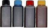 Spar-Set 400 ml Nachfülltinte (100ml schwarz, 100ml cyan, 100ml magenta, 100ml gelb) für Druckerpatronen/Drucker von HP mit 4 Spritzen und 4 Kanülen