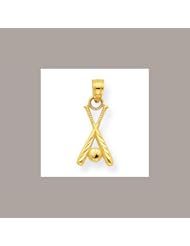 10k Yellow Gold Baseball with Bats Charm