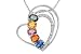 1 1/2 Carat Multi Sapphire and 1/10 Carat Diamond 14K White Gold Heart Pendant w/Chain