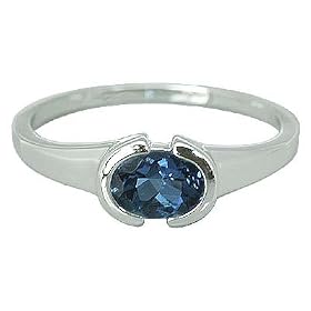Oval Shape 1.50 carat London Blue Topaz Ring Size 12 in Sterling Silver by Peora