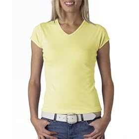 Bella Ladies Rib V-Neck T