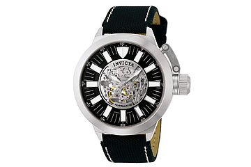 Mens Invicta Signature Black Dial Skeleton Dial Watch 7135