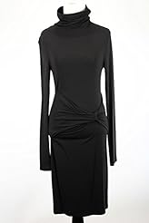 Turtleneck Viscose Gathered Bodycon Dress 