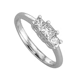 14K White Gold 3-Stones Princess Diamond Ring
