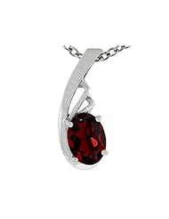 Tommaso Design (tm) Oval Genuine Garnet Pendant in 14 kt White Gold