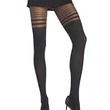 Opaque Sheer Panty Hose W/ Dual Stripes
