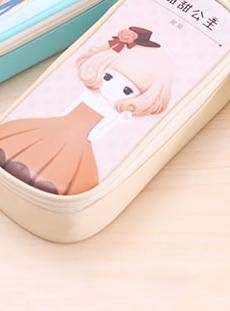 Kawaii Korean Style Sweet Princess Large Capacity Roll Pencil Bag Canvas Pencil Case pen Pocket Cosmetic Color:Dark Khaki