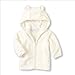 Noubeau Infant Baby Boys Girls Fleece Ears Hat with Lined Hooded Zipper Up Jacket Coat Tops Outwear Overcoat Warm Fall Winte (White, 0-6 Months)