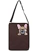 Sleepyville Critters Peeking Nerdy French Bulldog Canvas Messenger Bag