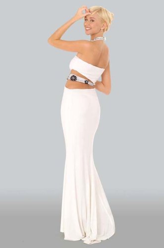 Prom Dress Clarisse 9206 Light Ivory with Black Beads