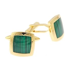 18ct yellow gold cufflinks with malachite by 