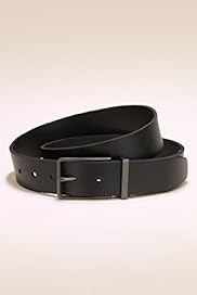 Leather Gunmetal Rectangular Buckle Belt