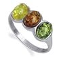 Sterling Silver Multicolor Amber Oval Shape Ring Size 6.5