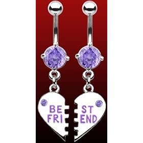 Best Friends Charm Belly Button Rings (Pair)