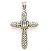 925 Silver & Blue Topaz Cross Pendant with 14k Gold Accents