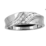 Mens Stunning 2 Channel Set Diamond Wedding Band- White Gold
