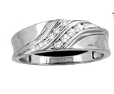 Mens Stunning 2 Channel Set Diamond Wedding Band- White Gold