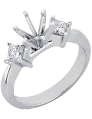 14K White Gold 0.5cttw Gleaming Star Princess Diamond Semi Mount Engagement Ring
