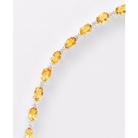 Sterling Silver Citrine and Diamond Bracelet by Citrine Birthstones