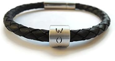 Men's Personalized Braided Leather Bracelet, Spinning Message, Bespoke, Custom Gift for Him