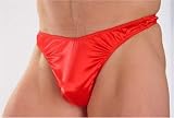 Men's Satin Lycra Christmas thong underwear Red One Size