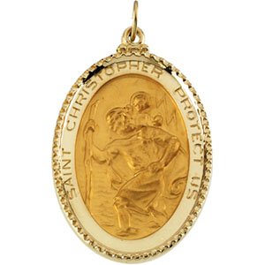 Saint Christopher Medal In 14kt Gold Oval