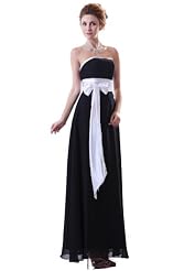 Strapless  Chiffon Evening Dress/Bridesmaid Dress  With a Bow(s) and a Sash 