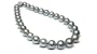 12 x 15mm grey black Tahitian round south sea cultured pearl necklace 16"