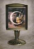 Fairy Moon (David Delamare design) Color Lithophane Mantle Stand Antique Brass