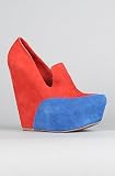 Jeffrey Campbell Shoes The Zinger Shoe in Red and Blue Suede,Shoes for Women