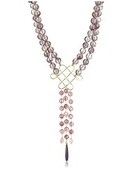 Devon Leigh "Statement Necklaces" Cracked Purple Quartz Multi-Tier Necklace with Purple Turquoise Pendant Necklace